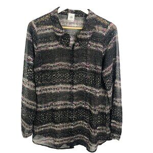 Cabi Long Sleeve Blouse Womens Size Medium Sheer Printed Style 3249